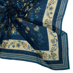 STOLA BLU 140 IN LANA E CASHMERE Albero della vita