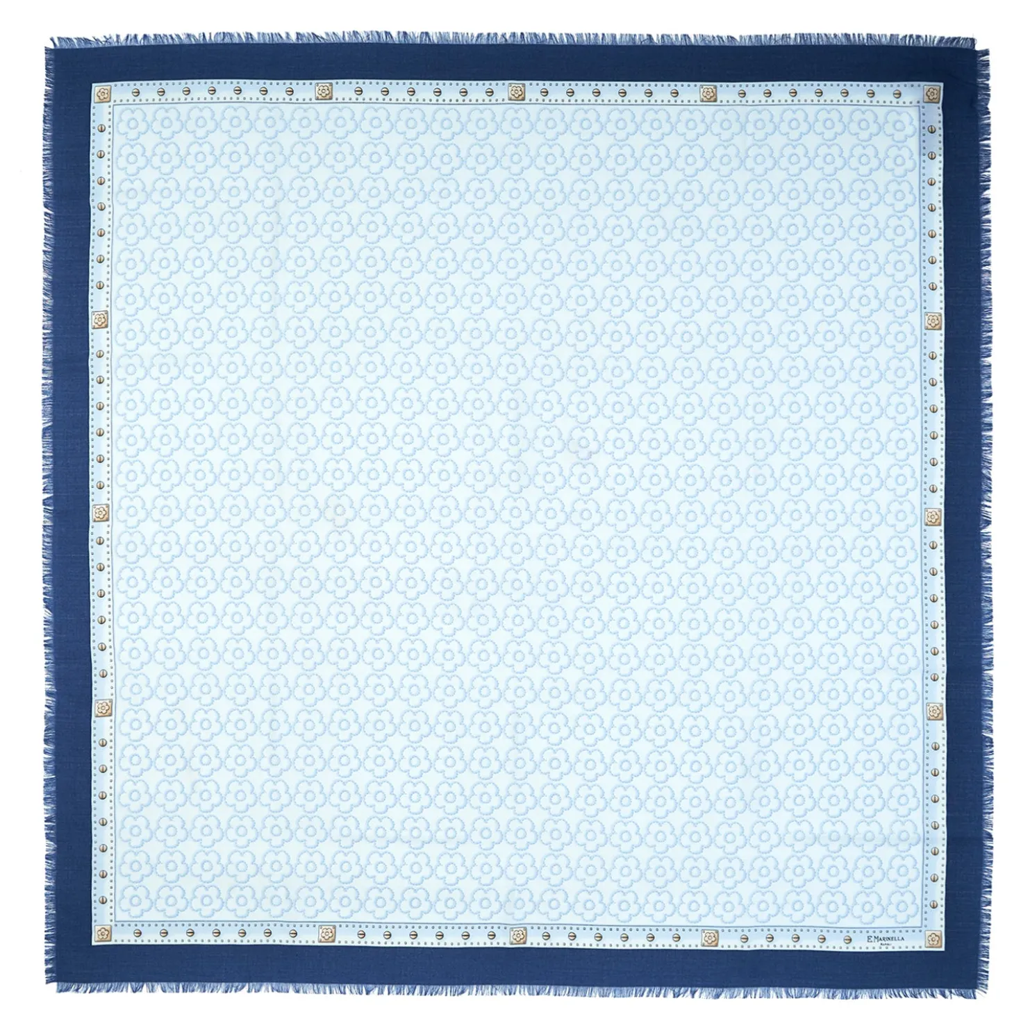 STOLA BLU 115 IN LANA, SETA E CASHMERE Fiori d’archivio