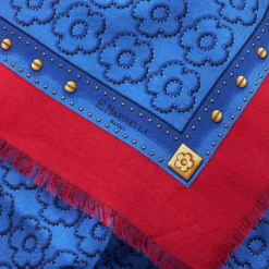 STOLA BLU 115 IN LANA SETA E CASHMERE Fiori d’archivio