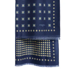 STOLA BLU SCURO IN LANA Decorazioni floreali