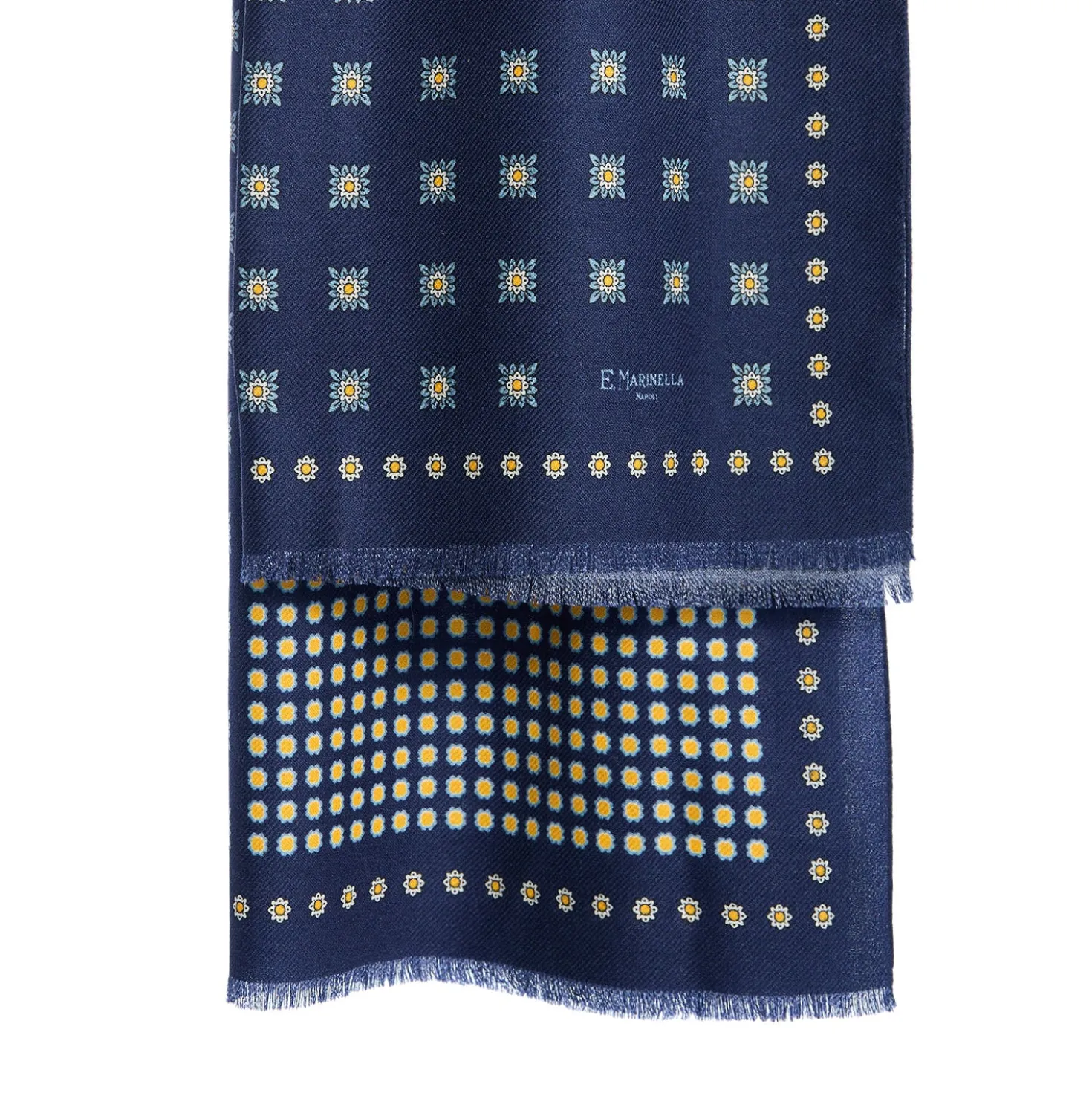 STOLA BLU SCURO IN LANA Decorazioni floreali