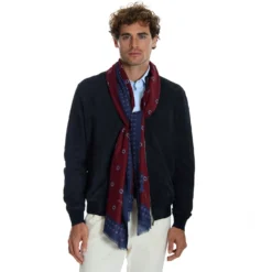 STOLA BORDEAUX IN LANA Decorazioni floreali