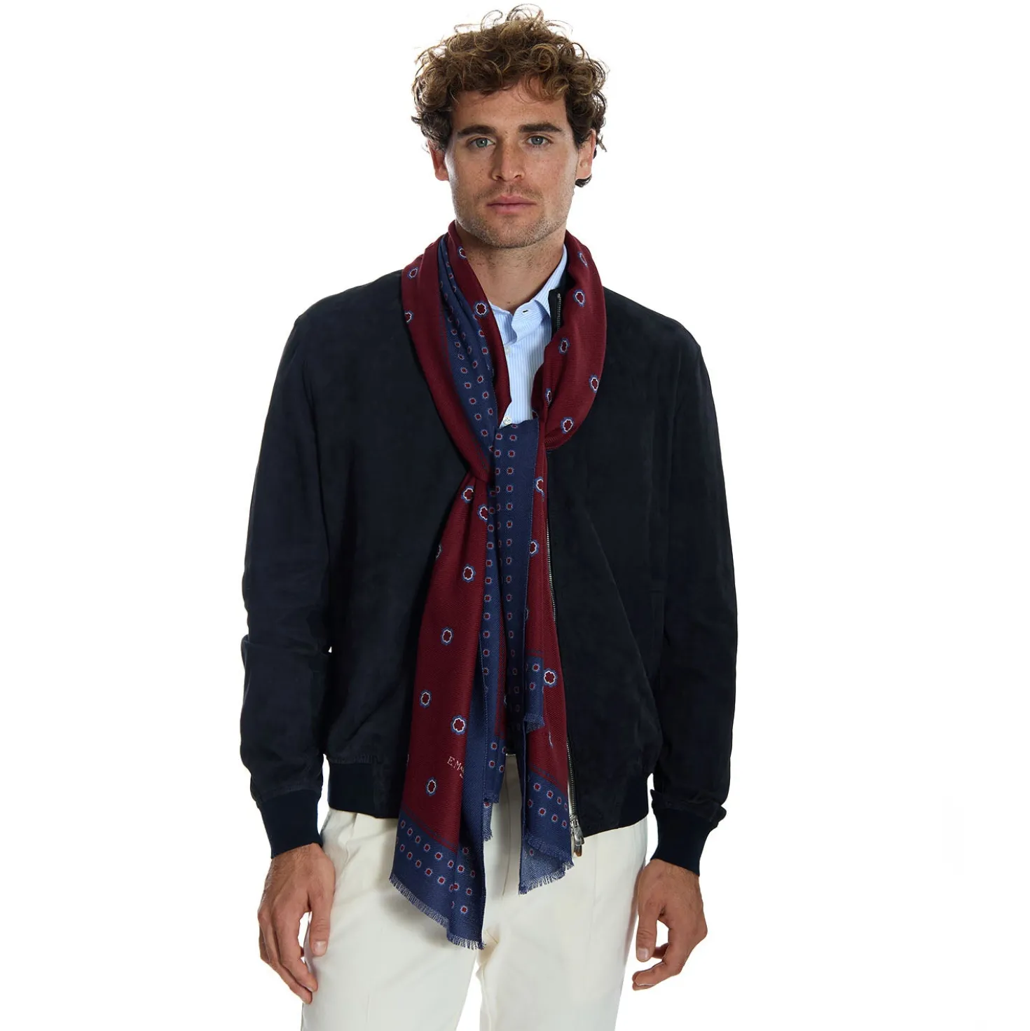 STOLA BORDEAUX IN LANA Decorazioni floreali