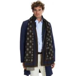 STOLA DARK BROWN IN LANA Decorazioni floreali
