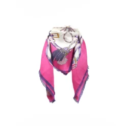 STOLA FUCSIA 115 IN LANA, SETA E CASHMERE Nappine e chiavi