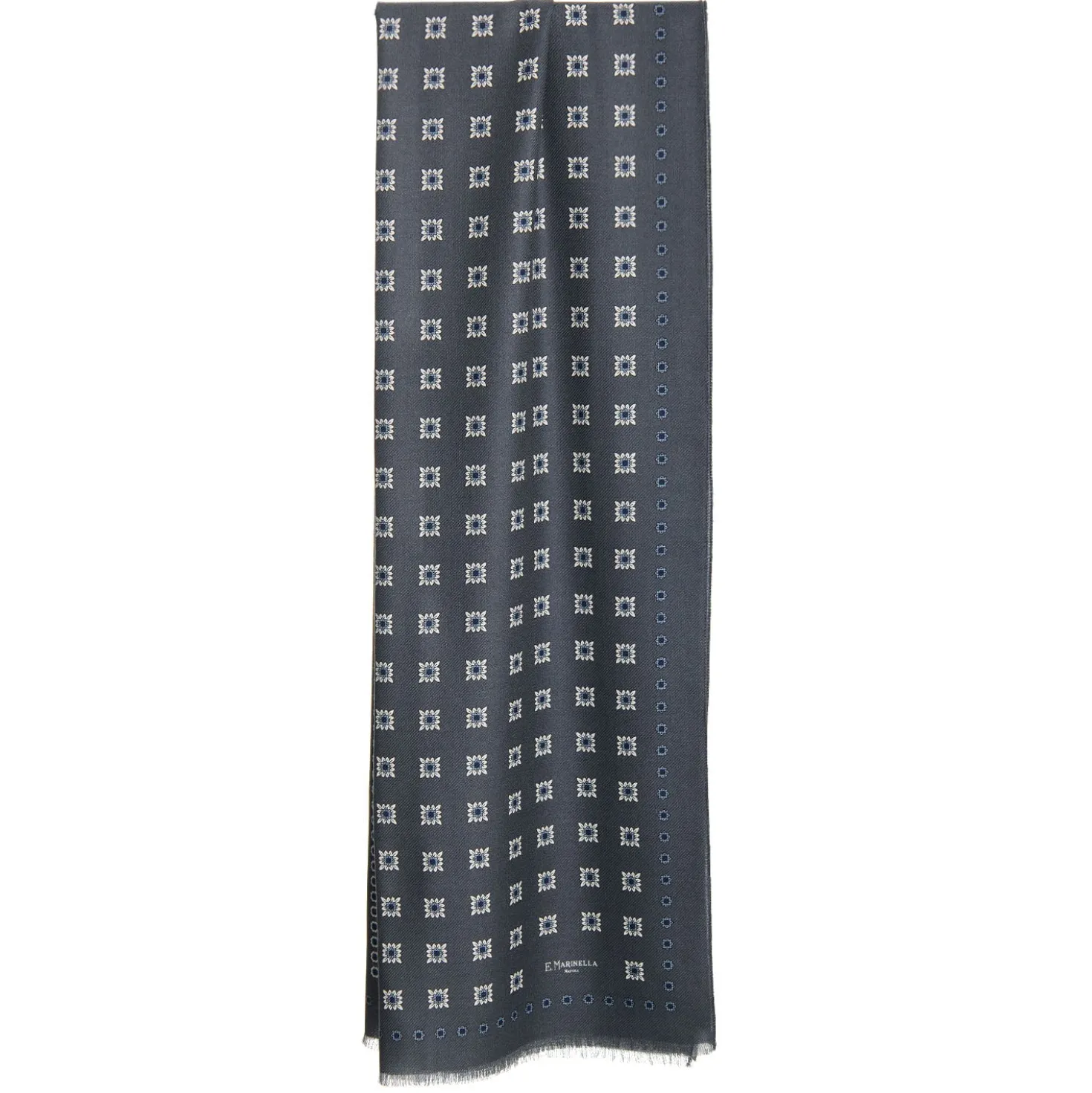 STOLA GRIGIO SCURO IN LANA Decorazioni floreali