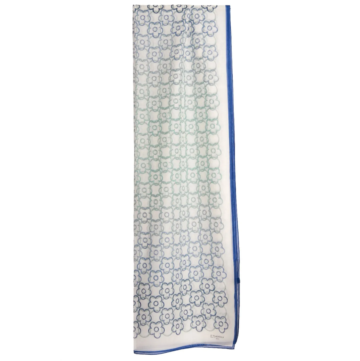 STOLA IN VOILE DI COTONE E SETA BLU Fiore monogram 100
