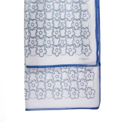 STOLA IN VOILE DI COTONE E SETA BLU Fiore monogram 100