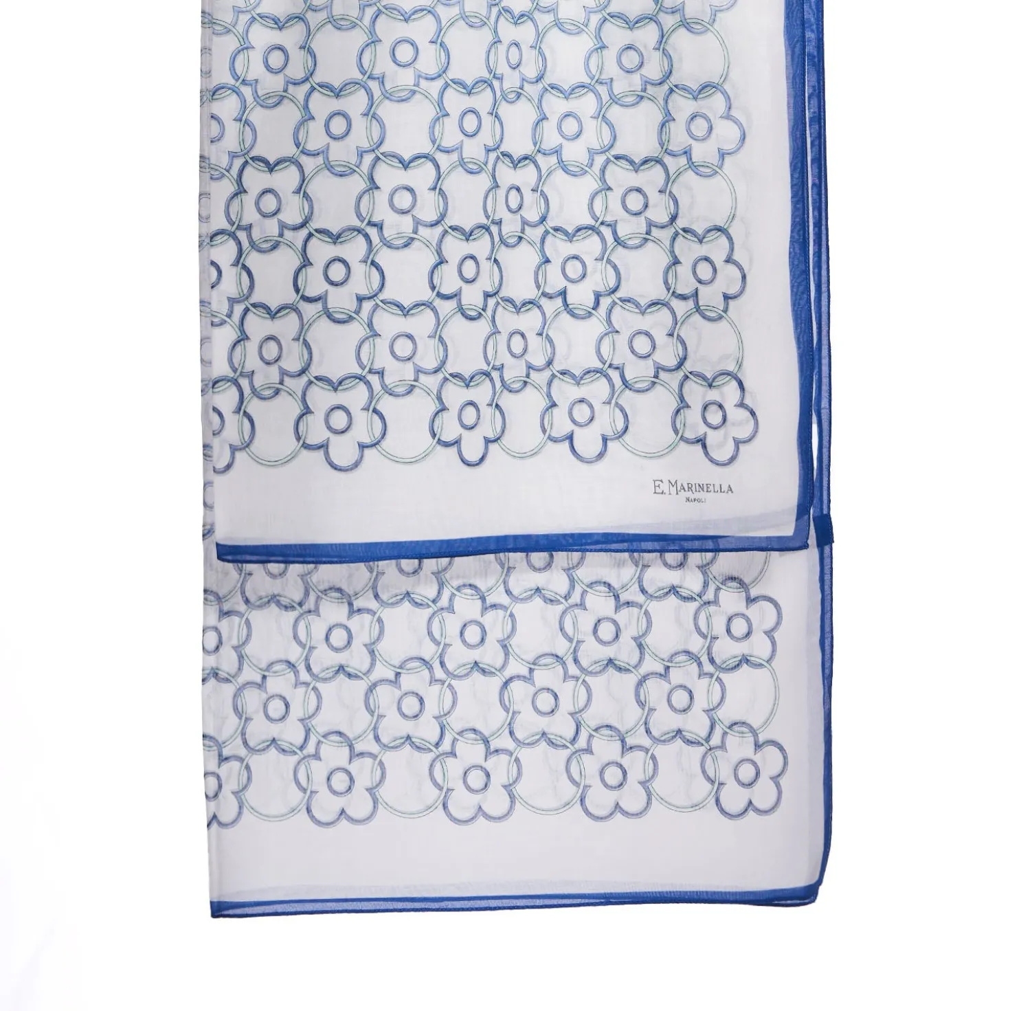 STOLA IN VOILE DI COTONE E SETA BLU Fiore monogram 100