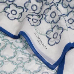 STOLA IN VOILE DI COTONE E SETA BLU Fiore monogram 100