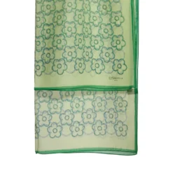 STOLA IN VOILE DI COTONE E SETA VERDE Fiore monogram 100