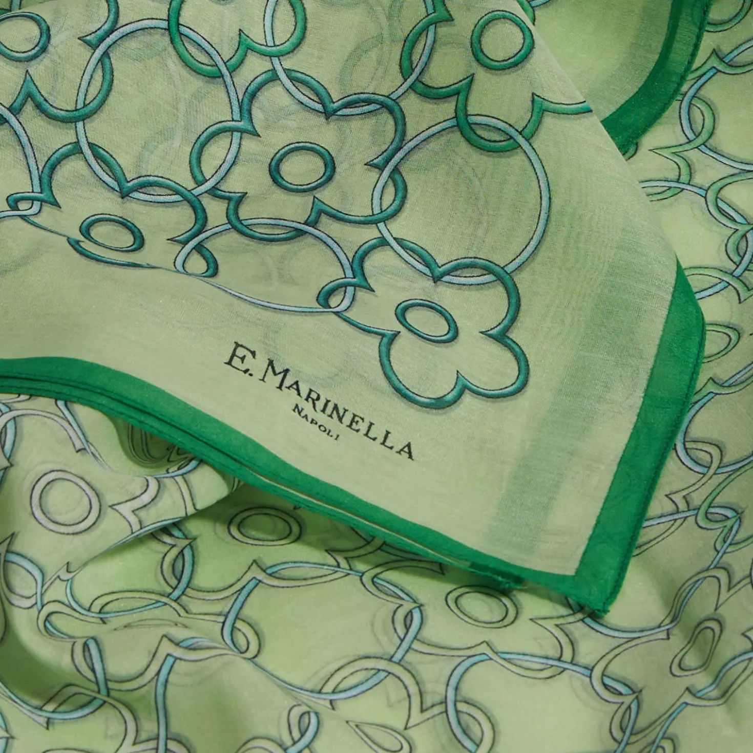 STOLA IN VOILE DI COTONE E SETA VERDE Fiore monogram 100