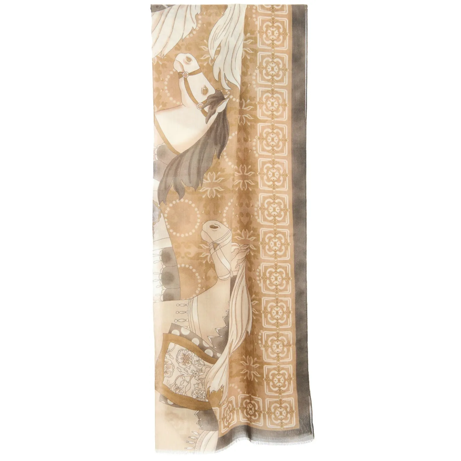 STOLA MARRONE IN CASHMERE Collezione elefanti