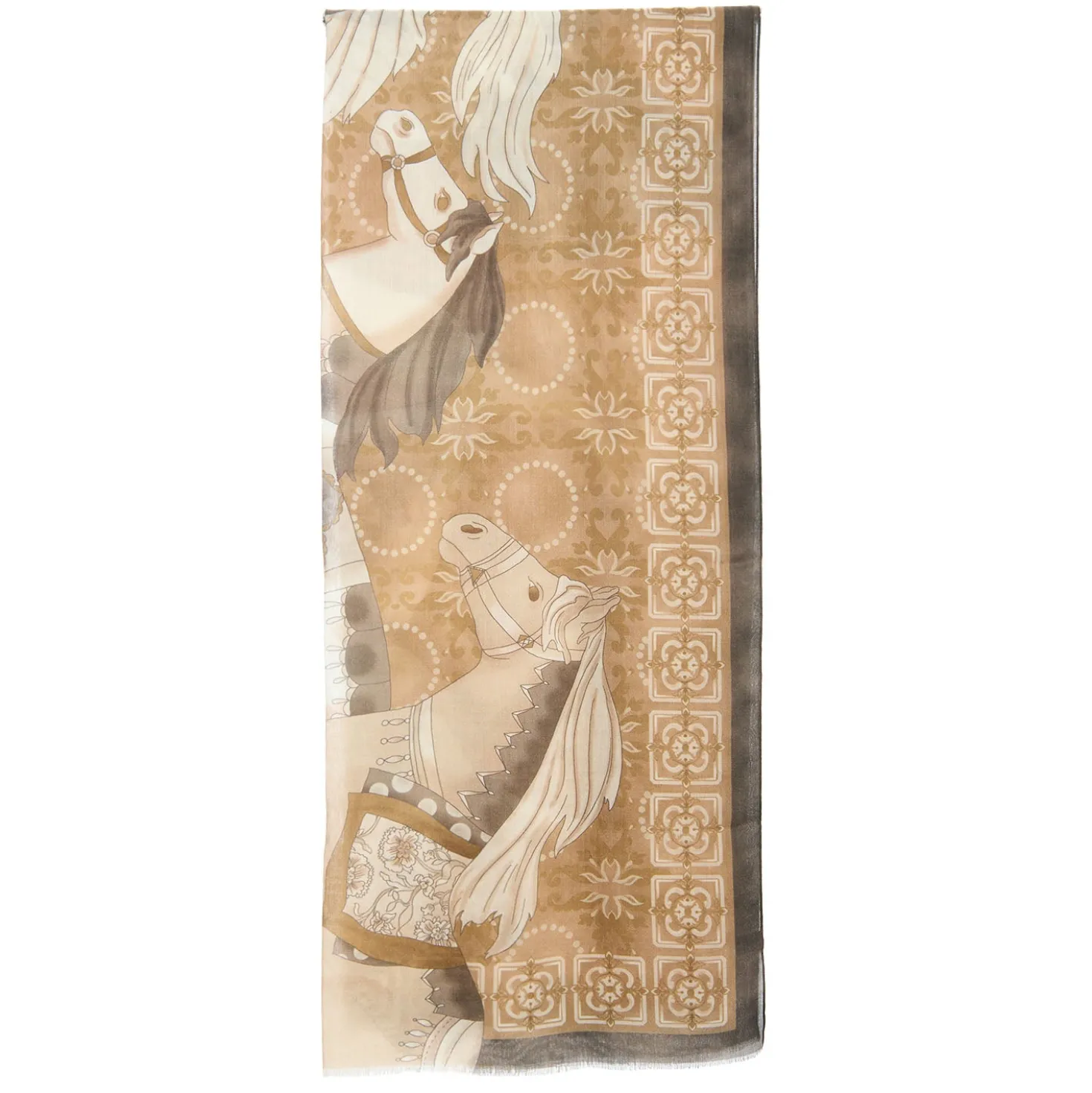 STOLA MARRONE IN CASHMERE Collezione elefanti