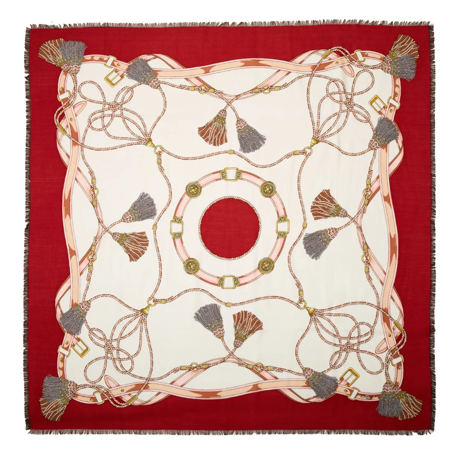 STOLA ROSSA 115 IN LANA, SETA E CASHMERE Nappine e chiavi