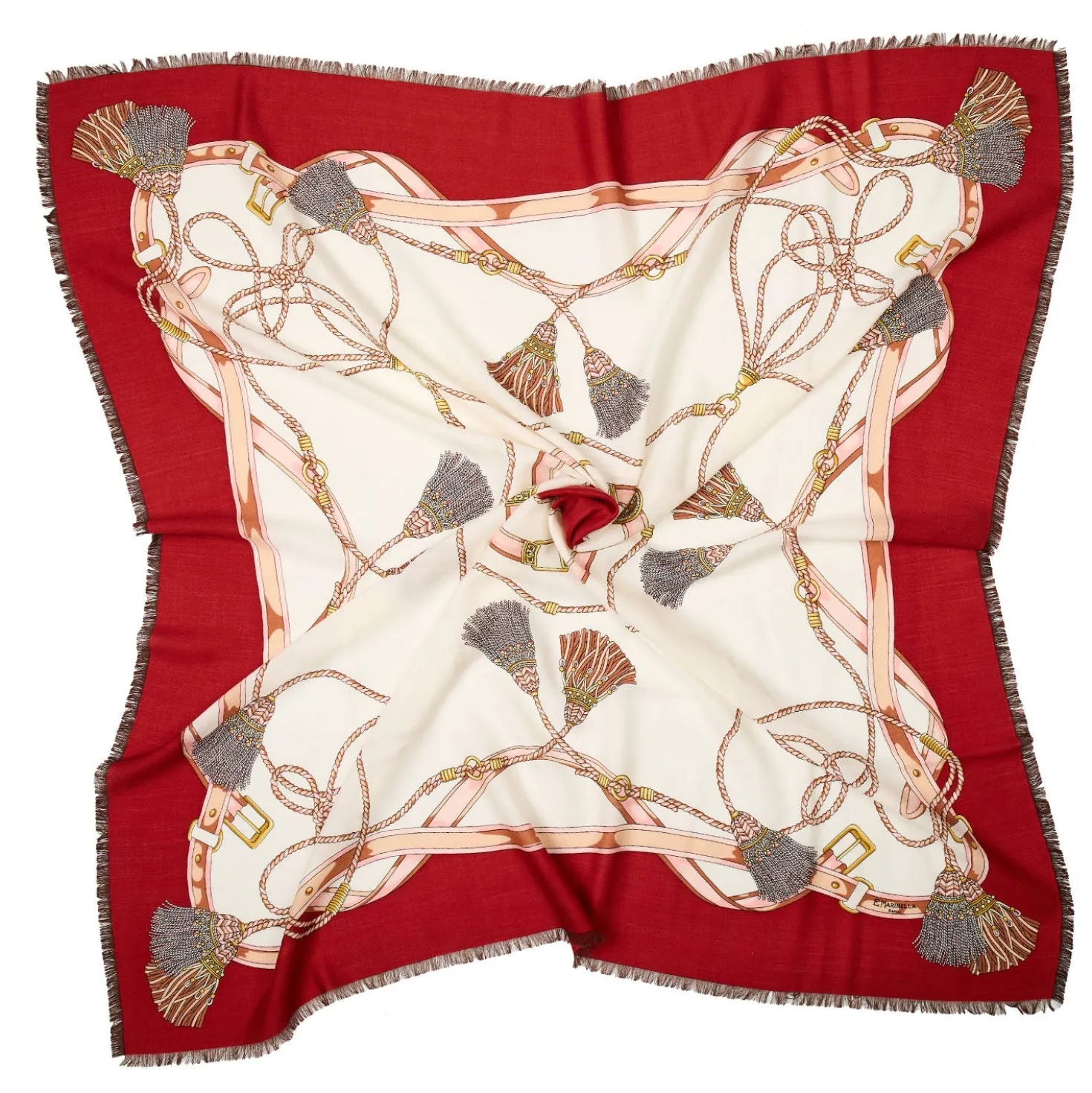 STOLA ROSSA 115 IN LANA, SETA E CASHMERE Nappine e chiavi