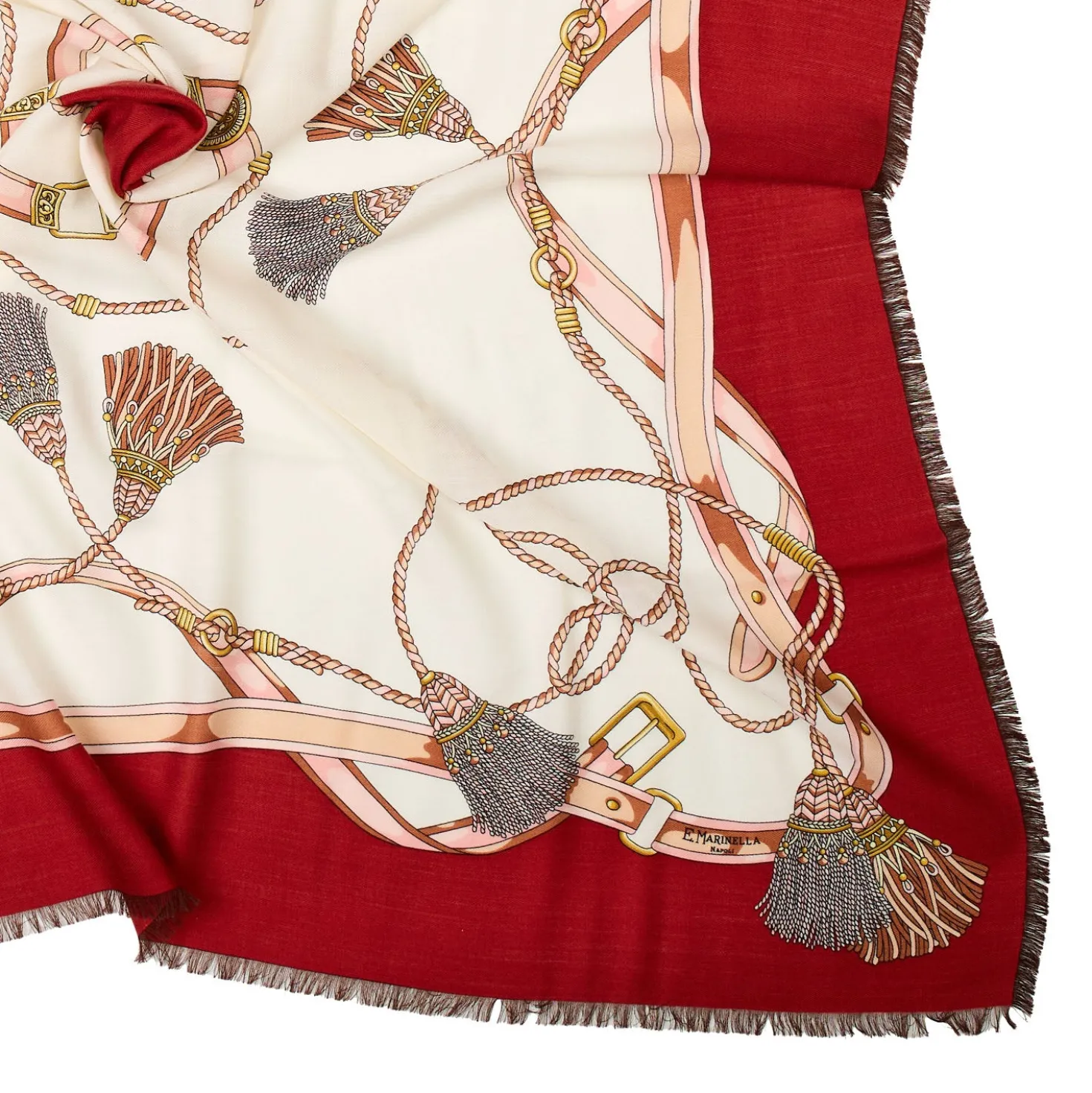 STOLA ROSSA 115 IN LANA, SETA E CASHMERE Nappine e chiavi