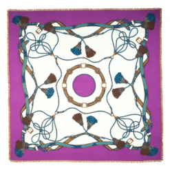 STOLA VIOLA 115 IN LANA, SETA E CASHMERE Nappine e chiavi