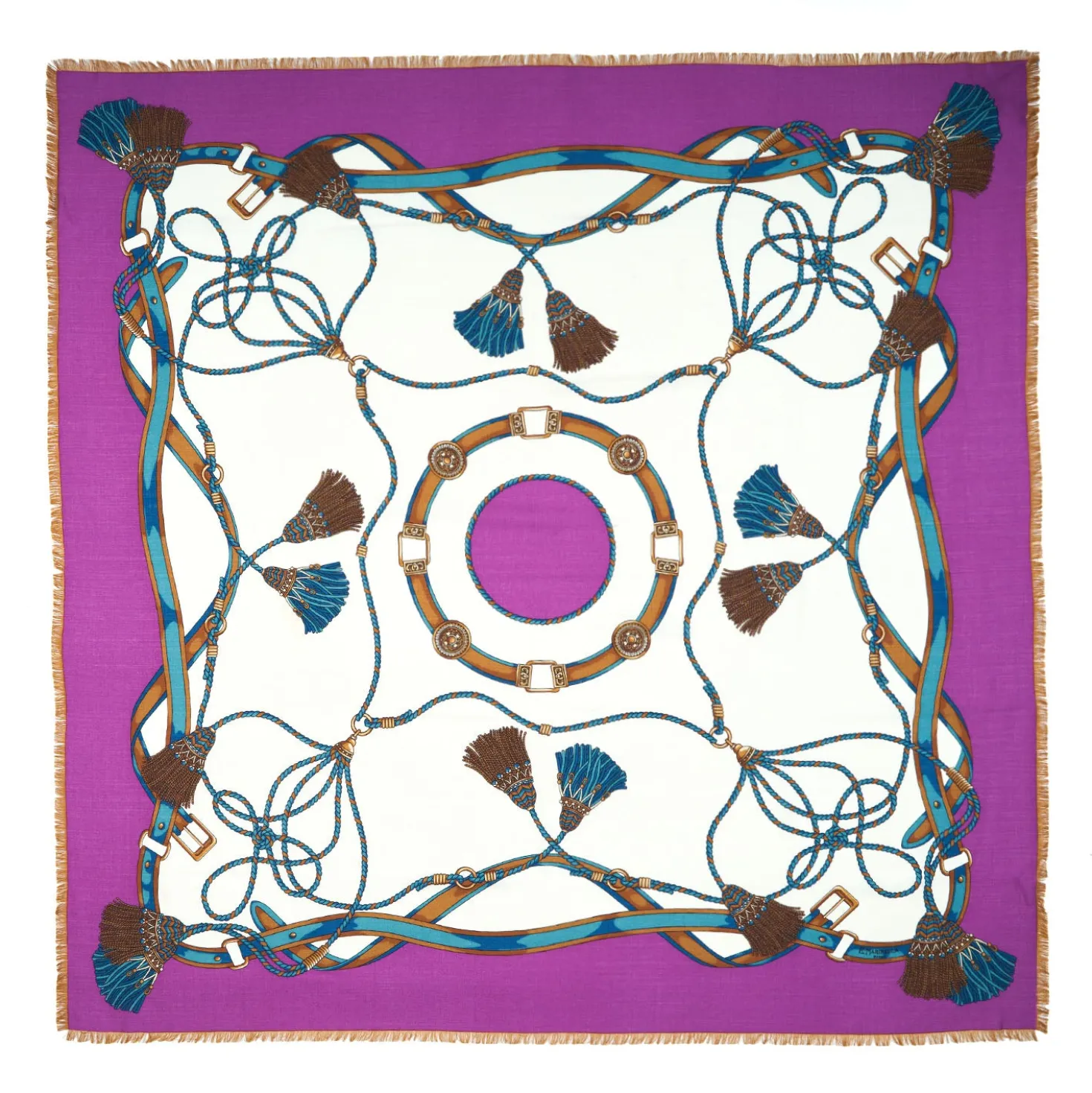 STOLA VIOLA 115 IN LANA, SETA E CASHMERE Nappine e chiavi