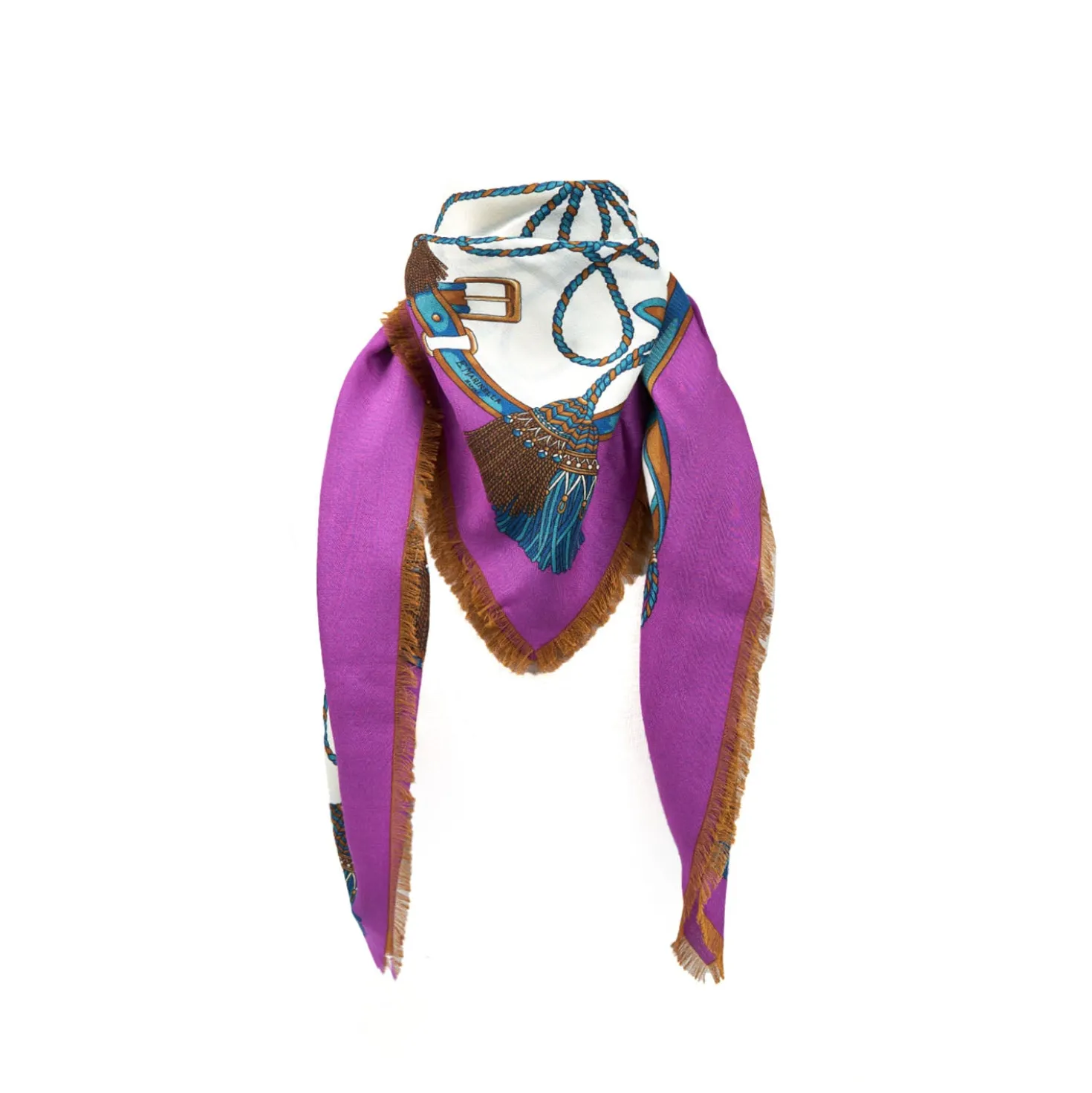 STOLA VIOLA 115 IN LANA, SETA E CASHMERE Nappine e chiavi
