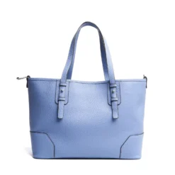 TOTE BAG AZZURRO POLVERE In pelle martellata