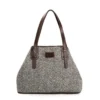 TOTE BAG MARRONE In lana e pelle martellata