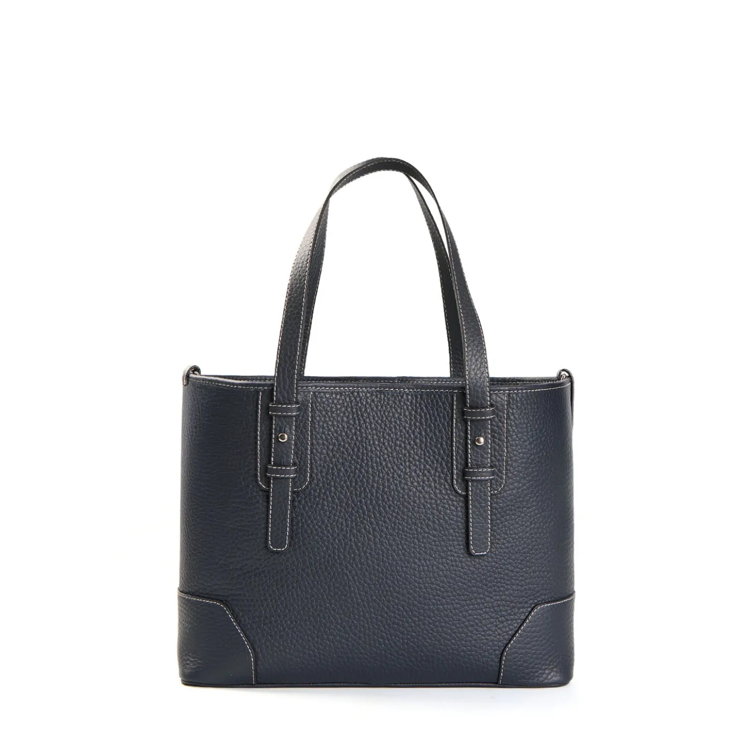 TOTE BAG MIDI BLU SCURO In pelle martellata