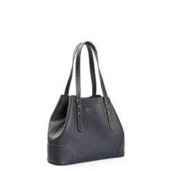 TOTE BAG MIDI BLU SCURO In pelle martellata
