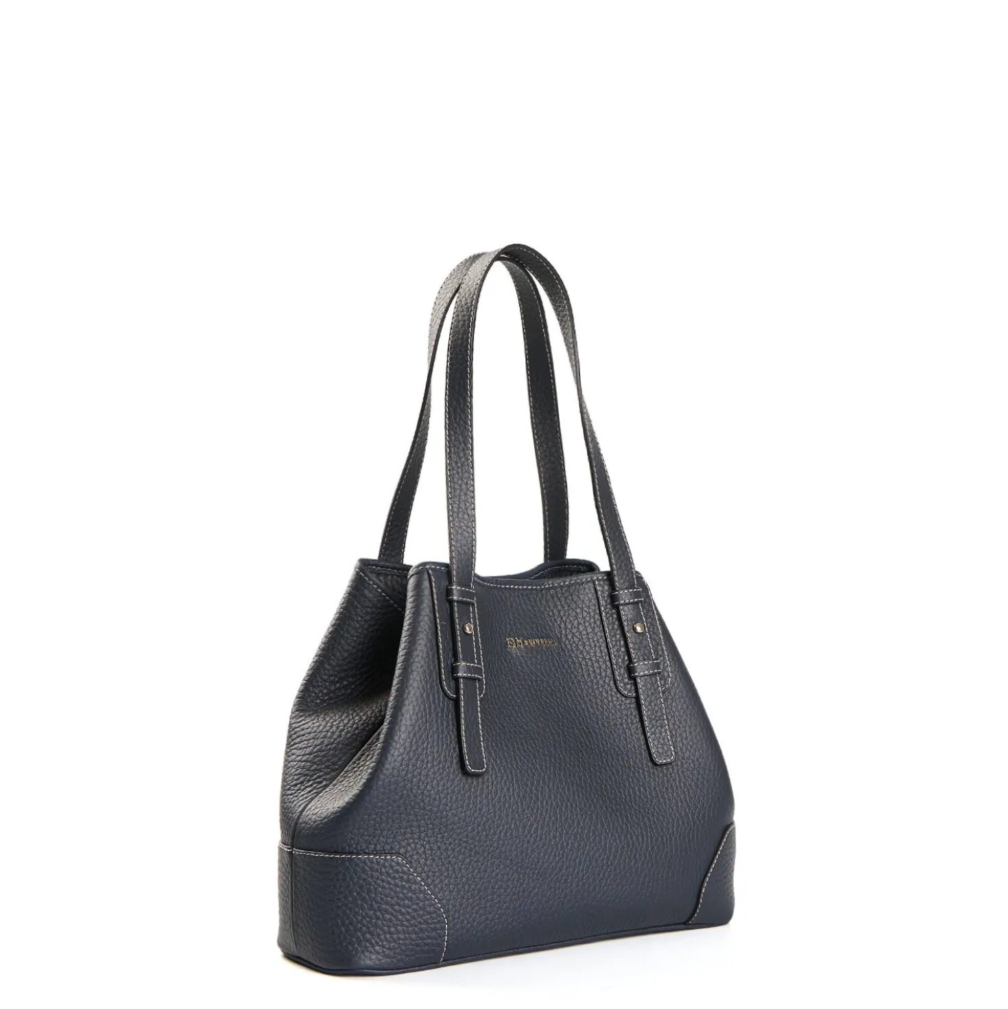 TOTE BAG MIDI BLU SCURO In pelle martellata