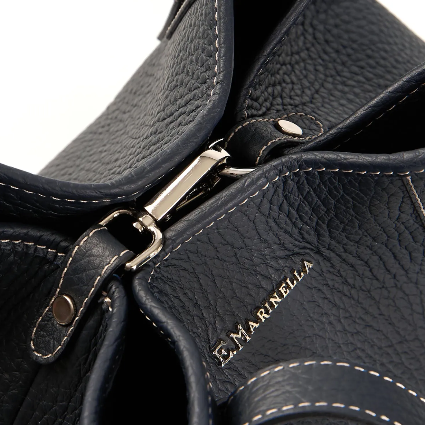 TOTE BAG MIDI BLU SCURO In pelle martellata