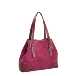 TOTE BAG MIDI BORDEAUX In suede e pelle