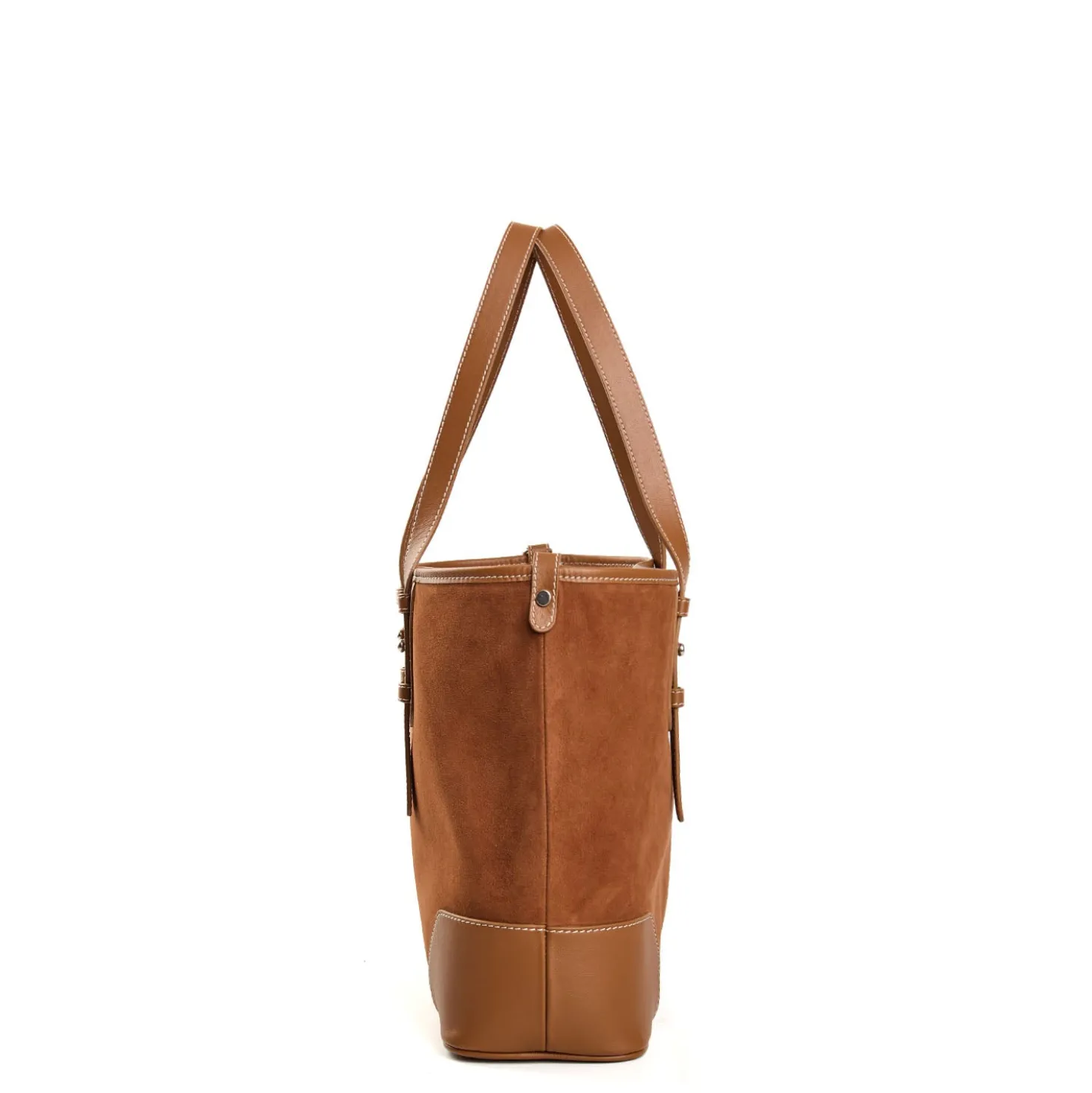 TOTE BAG MIDI COLOR CUOIO In suede e pelle