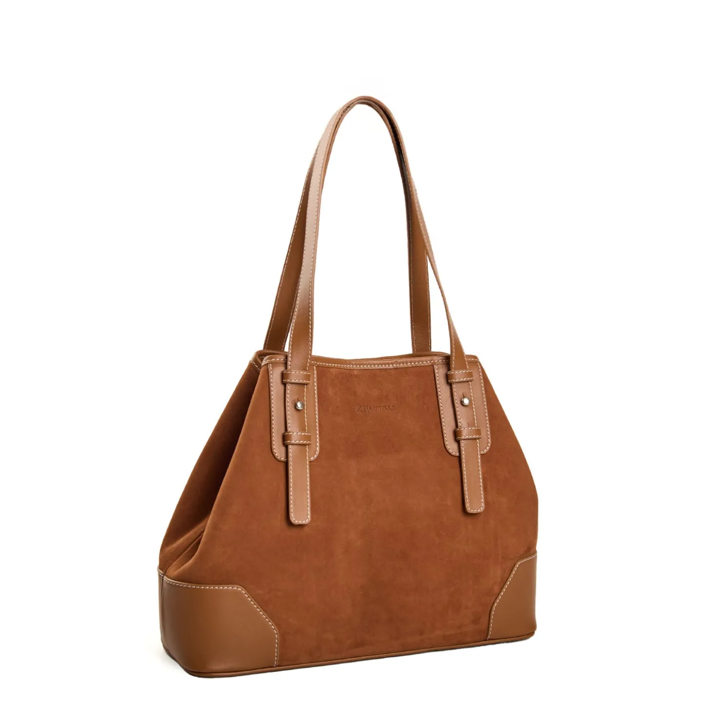 TOTE BAG MIDI COLOR CUOIO In suede e pelle