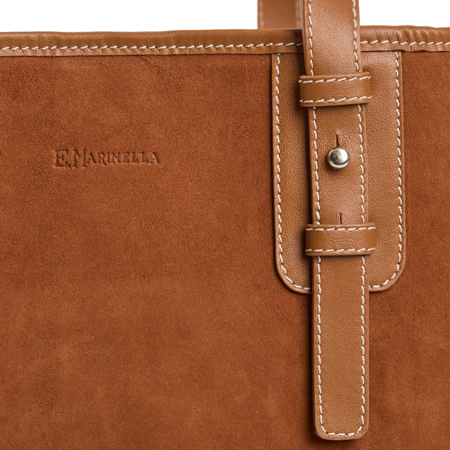 TOTE BAG MIDI COLOR CUOIO In suede e pelle