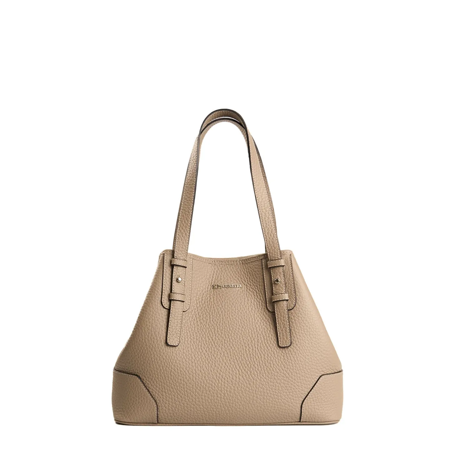 TOTE BAG MIDI COLOR TORTORA In pelle martellata