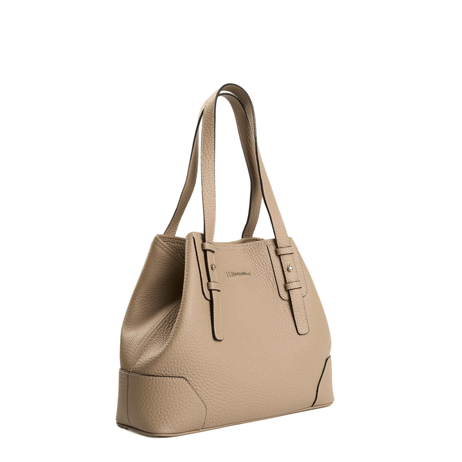 TOTE BAG MIDI COLOR TORTORA In pelle martellata