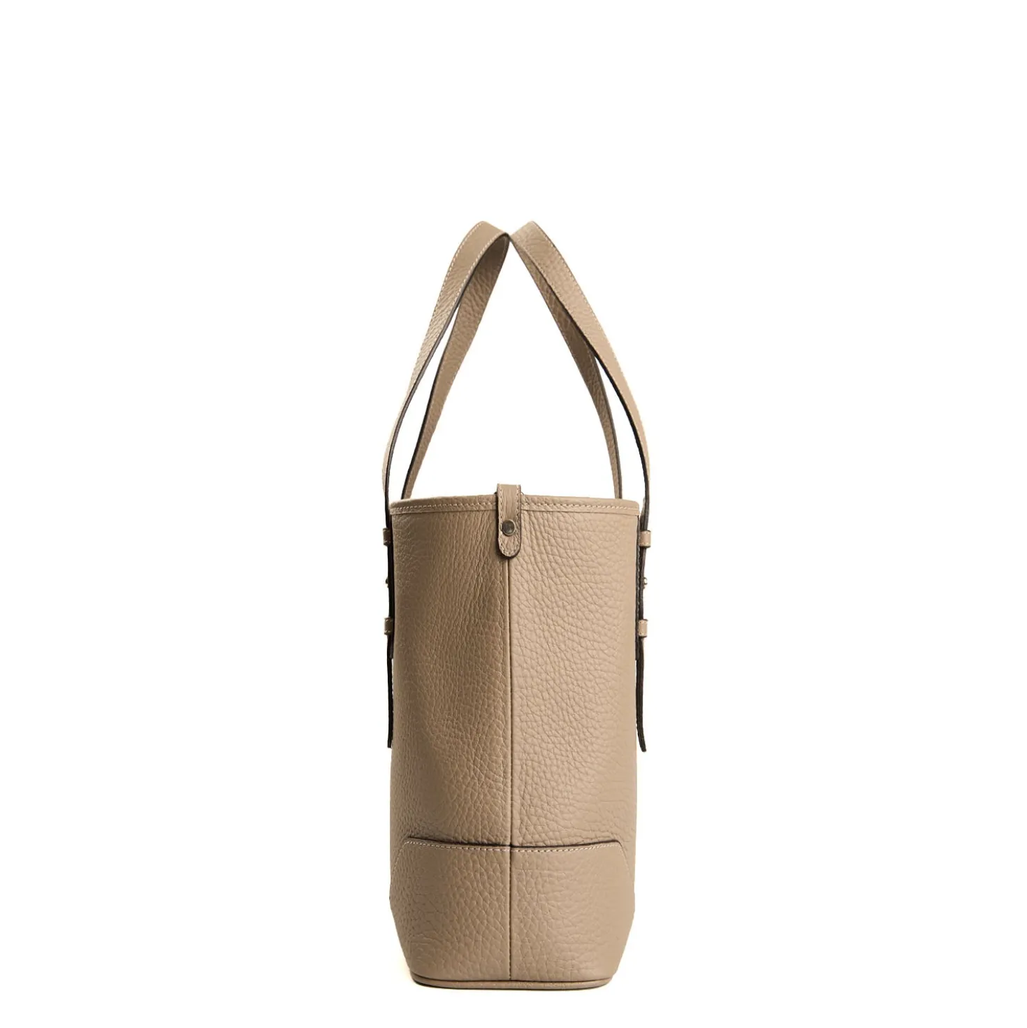 TOTE BAG MIDI COLOR TORTORA In pelle martellata