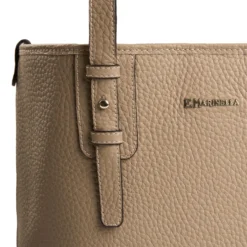 TOTE BAG MIDI COLOR TORTORA In pelle martellata