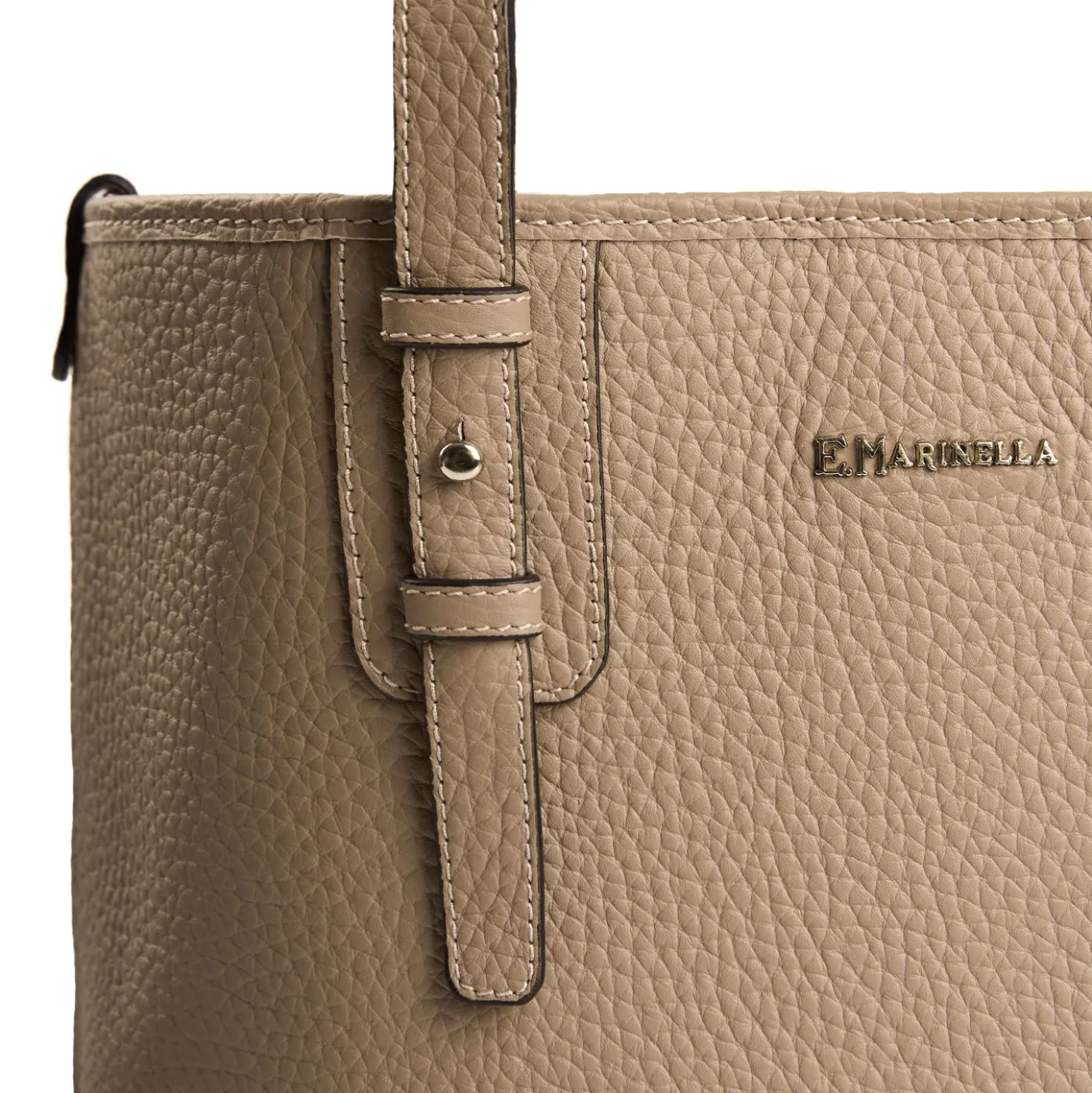 TOTE BAG MIDI COLOR TORTORA In pelle martellata