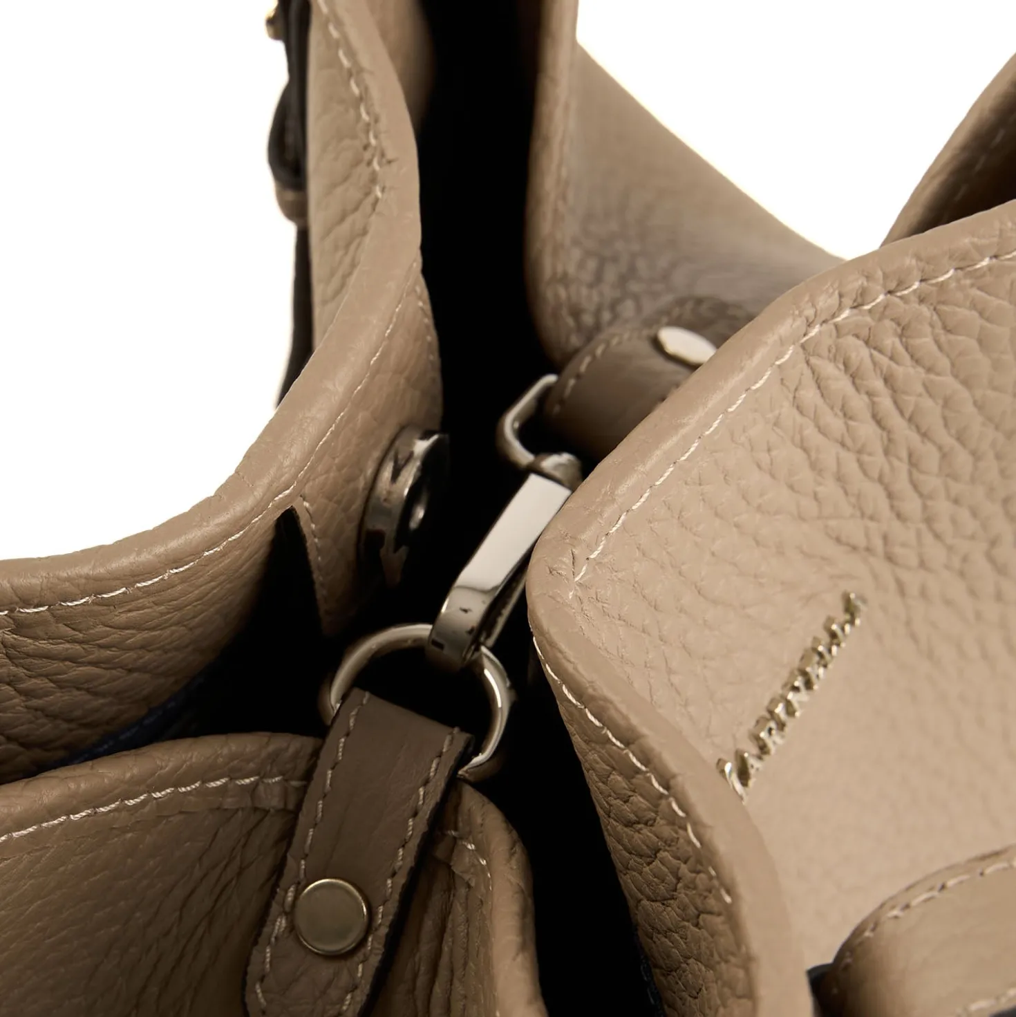 TOTE BAG MIDI COLOR TORTORA In pelle martellata