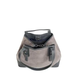 TOTE BAG MIDI GRIGIA In suede e pelle