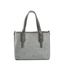 TOTE BAG MIDI GRIGIO CHIARO In lana e pelle