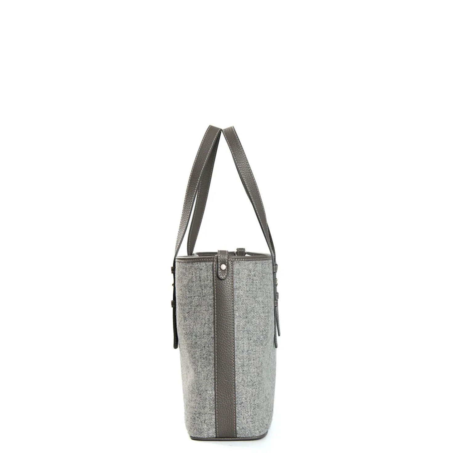 TOTE BAG MIDI GRIGIO CHIARO In lana e pelle