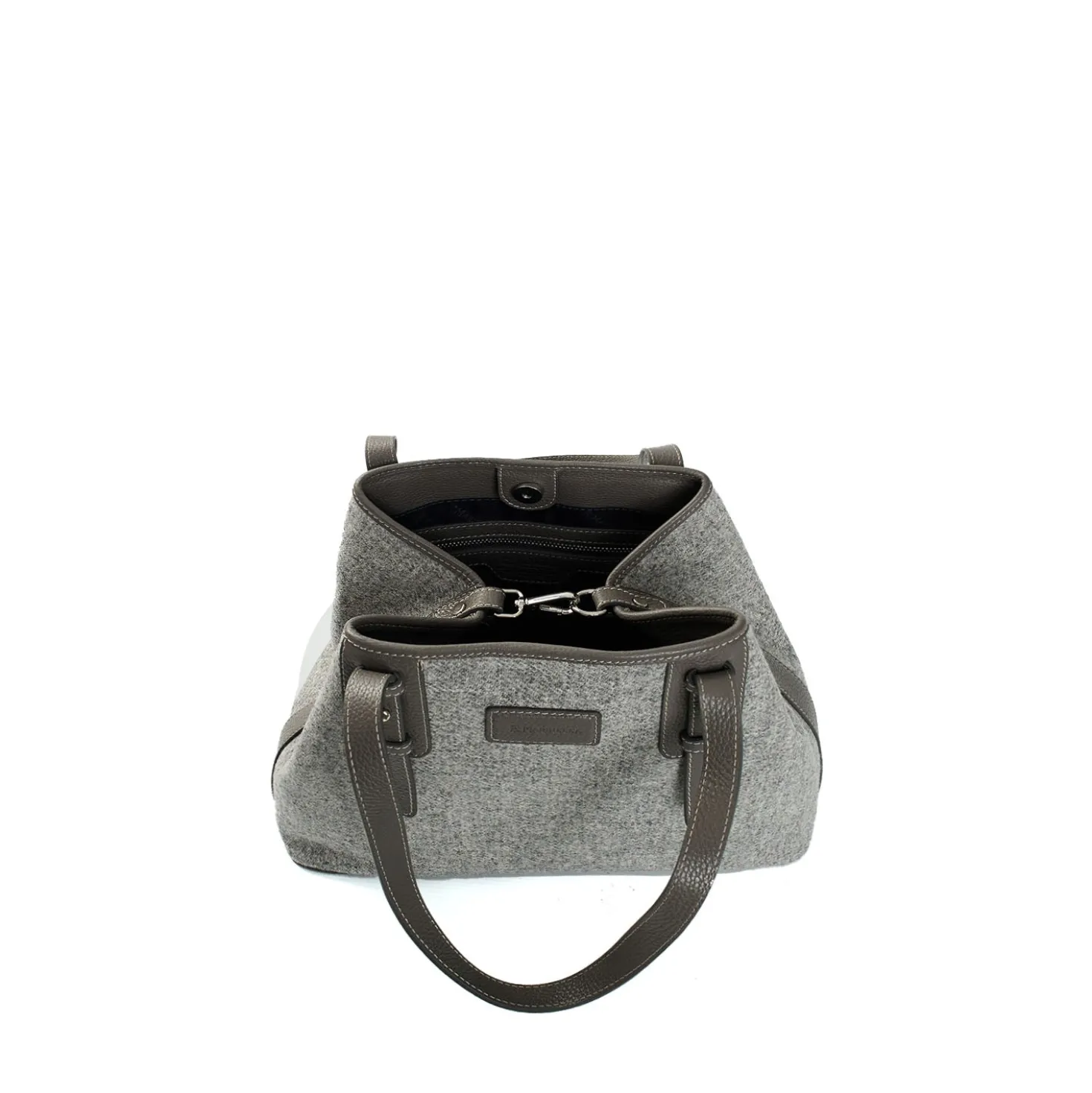 TOTE BAG MIDI GRIGIO CHIARO In lana e pelle