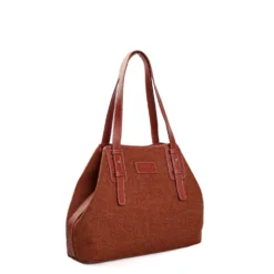 TOTE BAG MIDI MARRONE CHIARO In lana e pelle