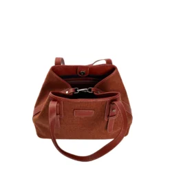 TOTE BAG MIDI MARRONE CHIARO In lana e pelle