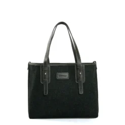 TOTE BAG MIDI VERDE SCURO In lana e pelle