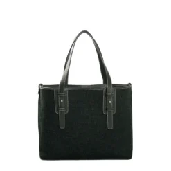 TOTE BAG MIDI VERDE SCURO In lana e pelle