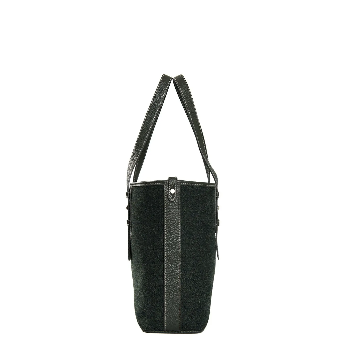 TOTE BAG MIDI VERDE SCURO In lana e pelle