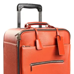 TROLLEY SEMIRIGIDO ARANCIONE In pelle martellata